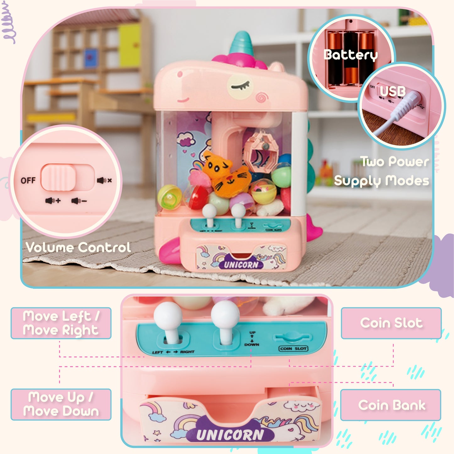 Claw Machine for Kids - Unicorn