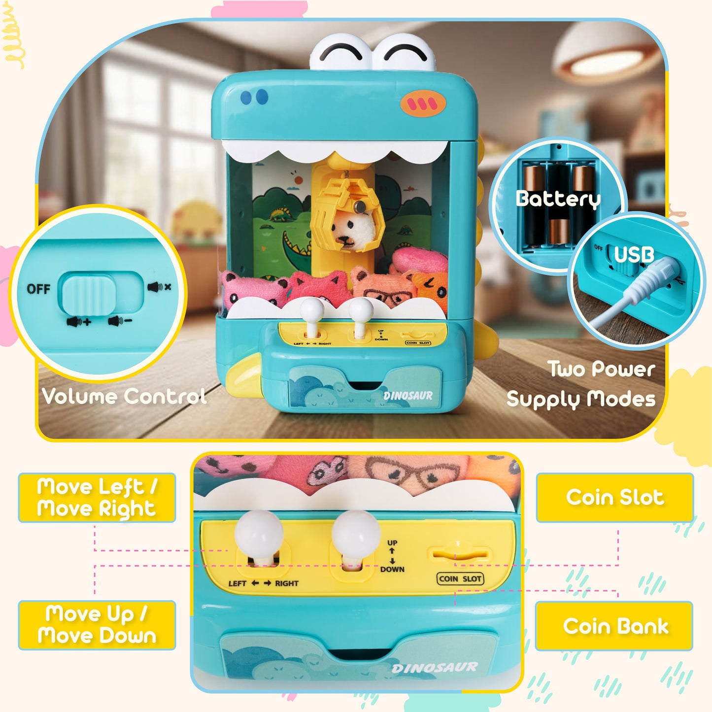 Claw Machine for Kids - Dinosaur